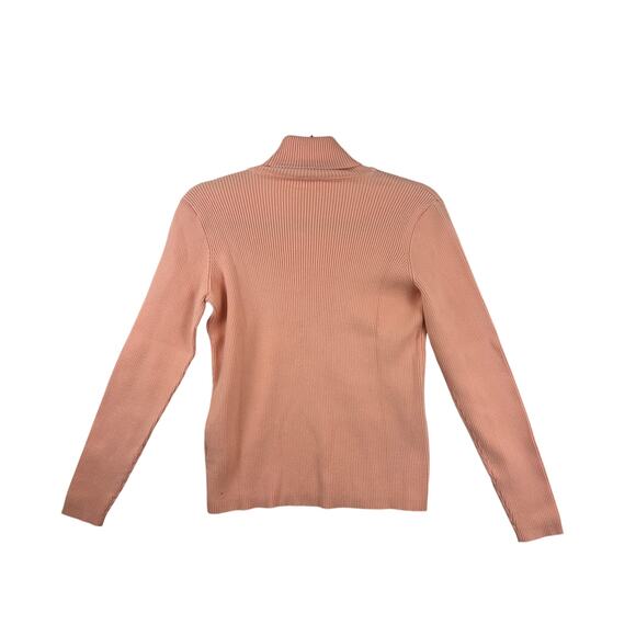 Lauren Ralph Lauren Ribbed Turtleneck Sweater Women’s M Peach Cotton - Picture 3 of 8